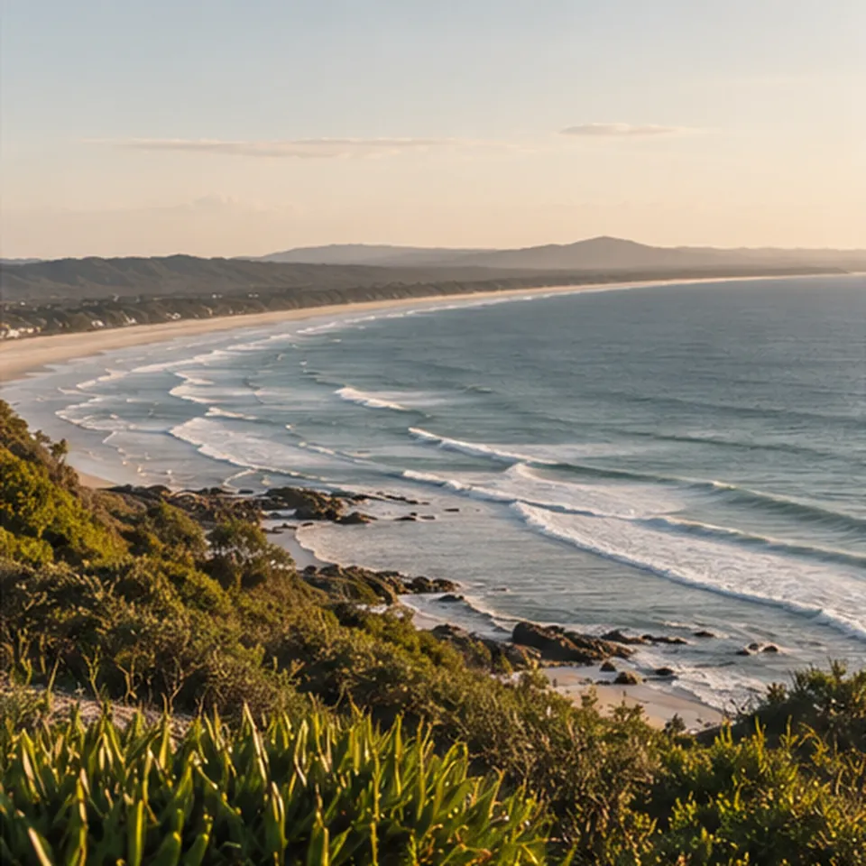 Byron Bay's coastline, viewed from the headland