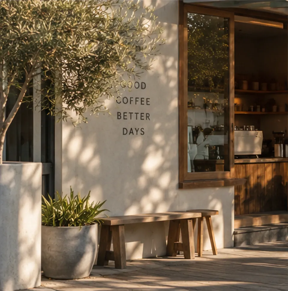 A café storefront on a Byron Bay street